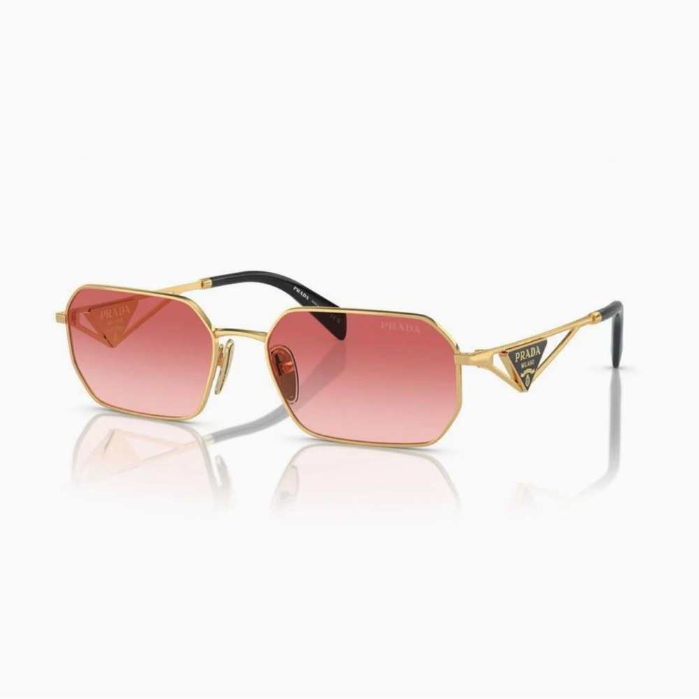 Prada Women's Sunglasses - Red Lenses with Gold Frame